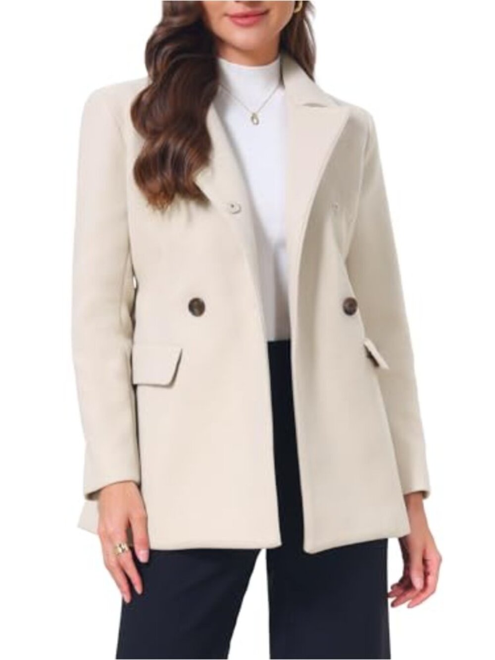 Allegra K Women's Winter Pea Coat Peter Pan Collar Overcoat Jacket